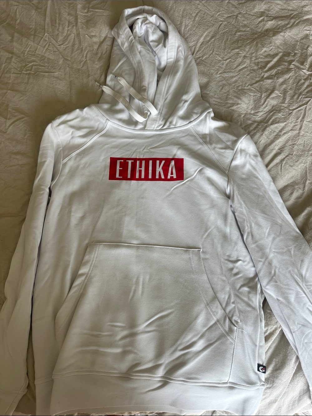 ethika White Hoodie with Red Box Logo